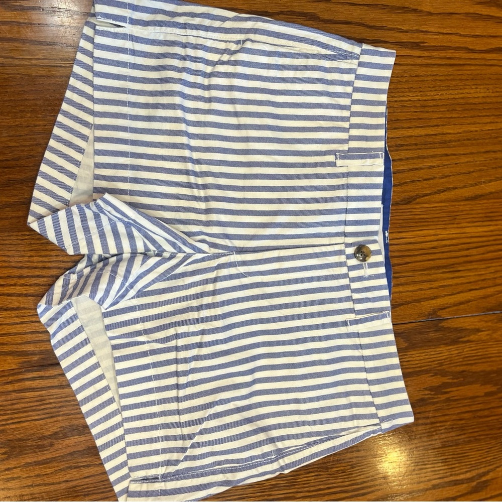 Blue and White Striped Men Shorts